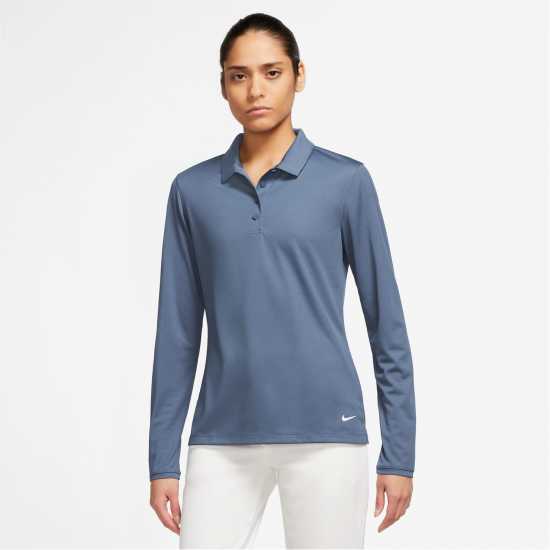 Nike Блуза С Яка Long Sleeve Victory Polo Shirt Womens Diffused Blue/White Дамски тениски с яка