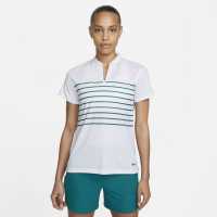Nike Блуза С Яка Victory Stripe Polo Shirt Womens White/Spruce Дамски тениски с яка
