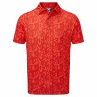Footjoy Digital Camo Fj Print Lisle Red Мъжки тениски с яка