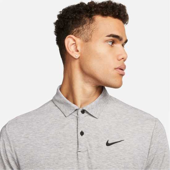 Nike Dri-FIT Tour Men's Heathered Golf Polo Black/Black Мъжко облекло за едри хора
