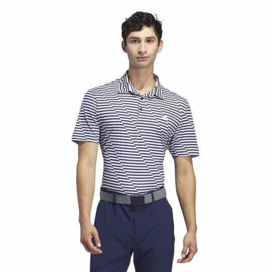 Adidas Блуза С Яка Mesh Print Polo Shirt Mens Църно/Бяло Мъжки тениски с яка