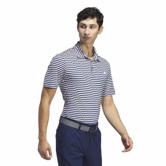 Adidas Блуза С Яка Mesh Print Polo Shirt Mens Църно/Бяло Мъжки тениски с яка