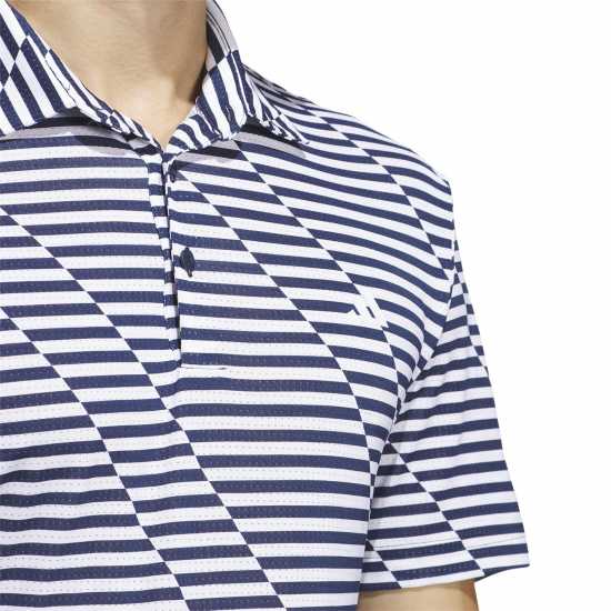 Adidas Блуза С Яка Mesh Print Polo Shirt Mens Църно/Бяло Мъжки тениски с яка