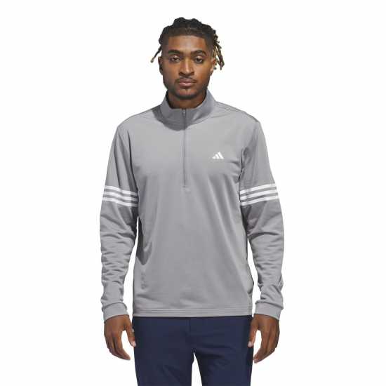 Adidas Мъжко Горнище С Цип 3 Stripe Zip Top Mens Сиво Adidas Мъжко Горнище С Цип 3 Stripe Zip Top Mens Сиво