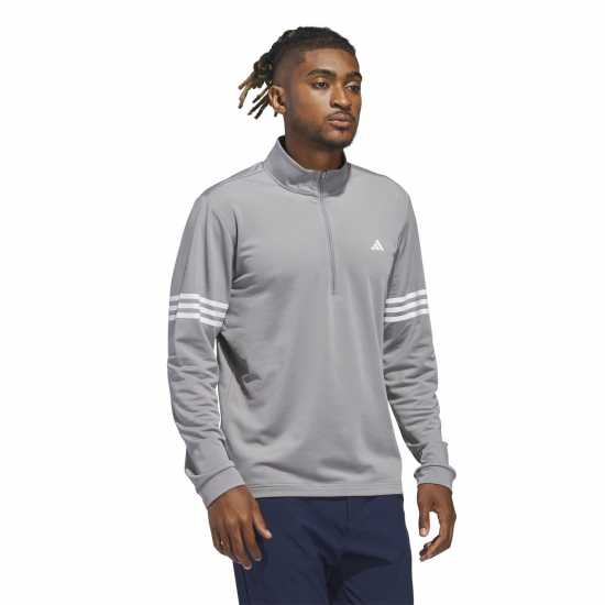 Adidas Мъжко Горнище С Цип 3 Stripe Zip Top Mens Сиво Adidas Мъжко Горнище С Цип 3 Stripe Zip Top Mens Сиво