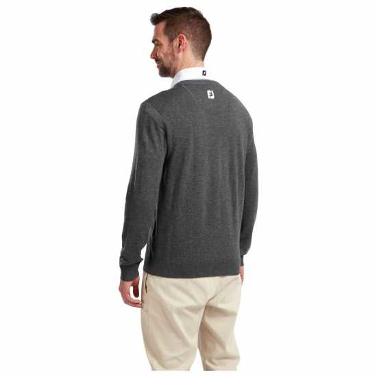 Footjoy Мъжки Пуловер V-Деколте Wool Blend V Neck Jumper Mens Grey - Мъжки пуловери и жилетки