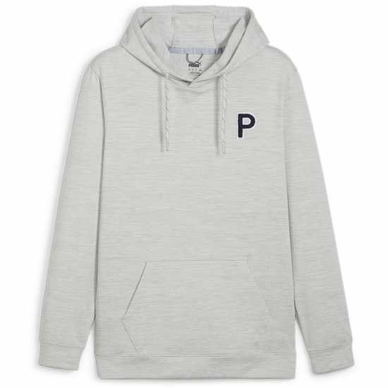 Puma Cloudspun Patch Hoodie Jumper Mens Сиво синьо Дрехи за голф