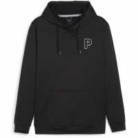 Puma Cloudspun Patch Hoodie Jumper Mens Pma.Черно Топло Дрехи за голф