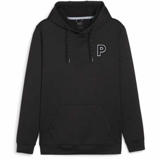 Puma Cloudspun Patch Hoodie Jumper Mens Pma.Черно Топло Дрехи за голф