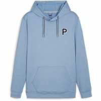Puma Cloudspun Patch Hoodie Jumper Mens Зен Син Дрехи за голф