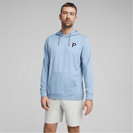 Дрехи за голф Puma Cloudspun Patch Hoodie Jumper Mens Зен Син Puma Cloudspun Patch Hoodie Jumper Mens Зен Син Дрехи за голф