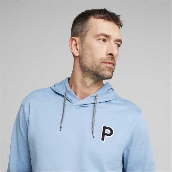 Дрехи за голф Puma Cloudspun Patch Hoodie Jumper Mens Зен Син Puma Cloudspun Patch Hoodie Jumper Mens Зен Син Дрехи за голф