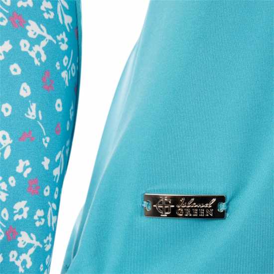 Island Green Golf Printed Top Layer Ladies Aqua Дамски суичъри и блузи с качулки