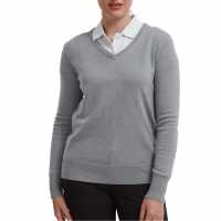 Footjoy Wool Blend V Sweater Womens Grey Дамски суичъри и блузи с качулки