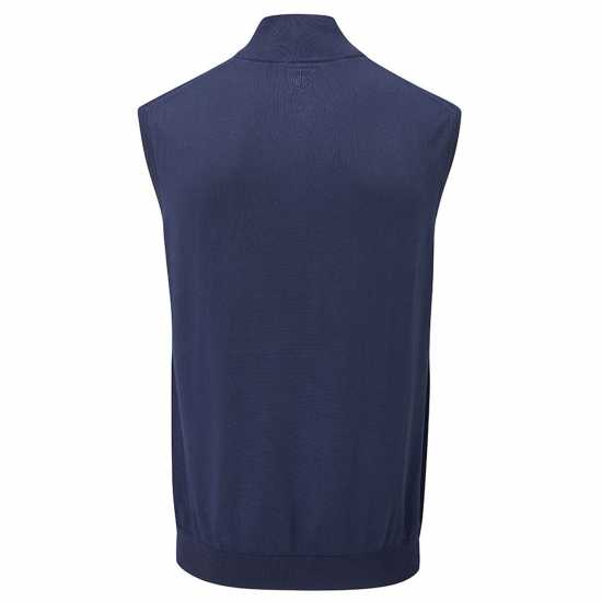Oscar Jacobson Pin Zip Sleeveless Sweater Navy - Мъжки пуловери и жилетки