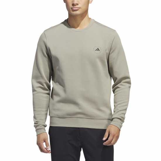 Adidas Мъжка Риза Crew Pullover Sweatshirt Mens Silver Pebble Мъжки пуловери и жилетки