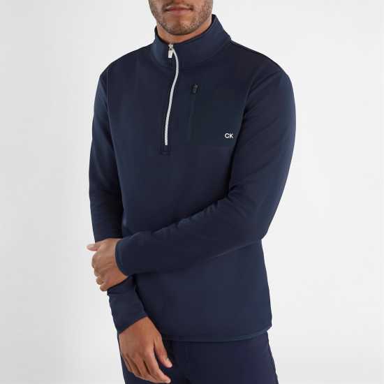 Calvin Klein Golf Mid Layer Zip Top Navy Мъжки пуловери и жилетки