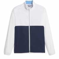 Puma Monterey Wind Jacket Golf Mens Бяло/Морско синьо Дрехи за голф