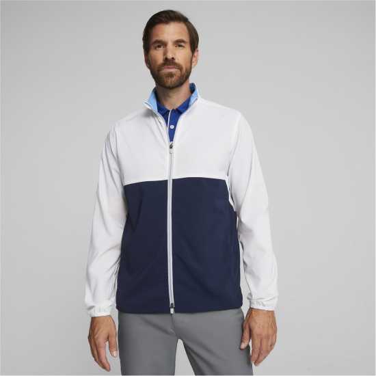 Дрехи за голф Puma Monterey Wind Jacket Golf Mens Бяло/Морско синьо Puma Monterey Wind Jacket Golf Mens Бяло/Морско синьо Дрехи за голф