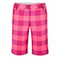 Puma (14) Golf Plaid Tech Short Womens Pink 