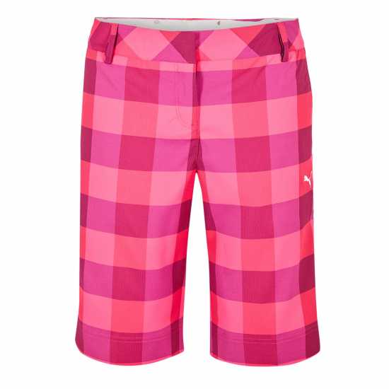 Puma (14) Golf Plaid Tech Short Womens Pink 