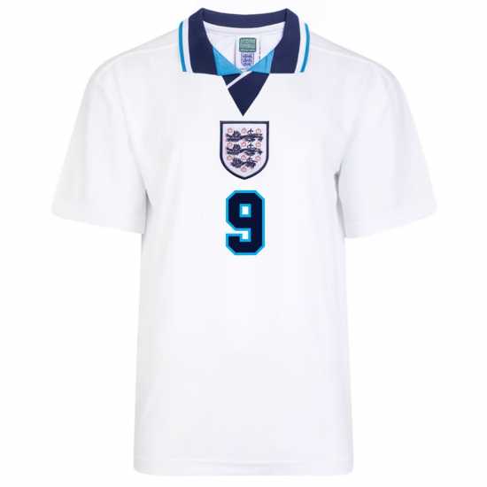 Домакинска Футболна Фланелка Score Draw England Retro Home Shirt 1996 Adults Shearer 9 Домакинска Футболна Фланелка Score Draw England Retro Home Shirt 1996 Adults Shearer 9