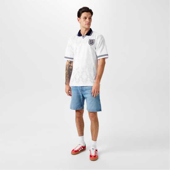 Футболни отбори и стоки Score Draw Домакинска Футболна Фланелка Draw England 1990 Home Shirt Adults Score Draw Домакинска Футболна Фланелка Draw England 1990 Home Shirt Adults Футболни отбори и стоки