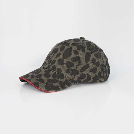 Brave Soul Print Mens Cap With Contrast Stripe Сиво/Черен Леопард 
