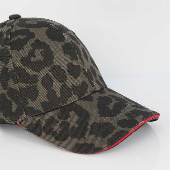 Brave Soul Print Mens Cap With Contrast Stripe Сиво/Черен Леопард 