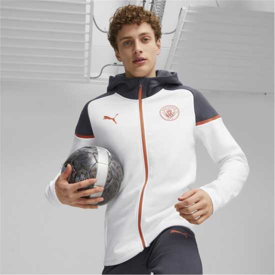 Puma Мъжки Суитшърт Mcfc Casuals Hooded Jkt Hoody Mens Puma White Puma Мъжки Суитшърт Mcfc Casuals Hooded Jkt Hoody Mens Puma White