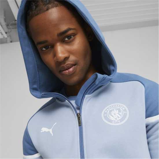Puma Мъжки Суитшърт Mcfc Casuals Hooded Jkt Hoody Mens Blue Wash Puma Mcfc Casuals Hooded Jkt Hoody Mens Blue Wash