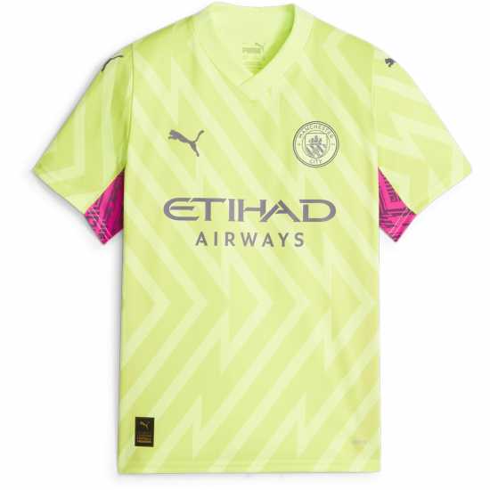 Puma Mcfc Gk Jersey Replica Ss Jr Goalkeeper Top Unisex Kids Fast Yellow 