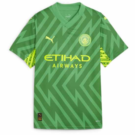 Puma Mcfc Gk Jersey Replica Ss Jr Goalkeeper Top Unisex Kids Green Puma Mcfc Gk Jersey Replica Ss Jr Goalkeeper Top Unisex Kids Green
