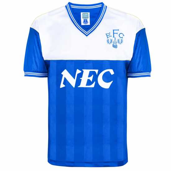 Футболни тренировъчни горнища Домакинска Футболна Фланелка Score Draw Everton Retro Home Shirt 1986 Adults Домакинска Футболна Фланелка Score Draw Everton Retro Home Shirt 1986 Adults Футболни тренировъчни горнища