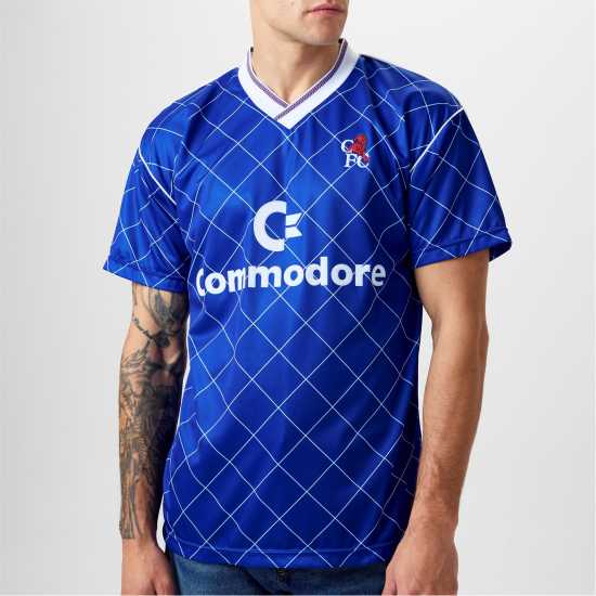 Футболни тренировъчни горнища Score Draw Chelsea Football Club 1988 Retro Shirt Adults Score Draw Chelsea Football Club 1988 Retro Shirt Adults Футболни тренировъчни горнища