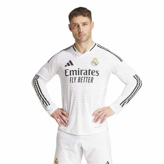 Adidas Домакинска Футболна Фланелка Mens  Real Madrid Authentic Long-Sleeve Home Shirt 24/25  