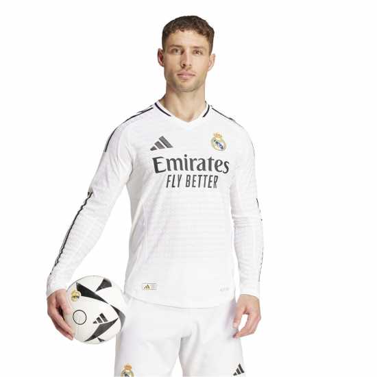 Adidas Домакинска Футболна Фланелка Mens  Real Madrid Authentic Long-Sleeve Home Shirt 24/25  
