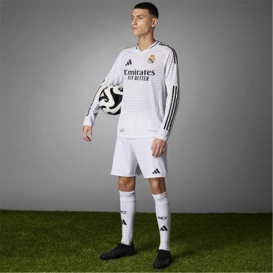 Adidas Домакинска Футболна Фланелка Mens  Real Madrid Authentic Long-Sleeve Home Shirt 24/25  