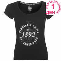 Team Дамска Тениска Newcastle United Fc 1892 T Shirt Ladies Black Дамски тениски и фланелки
