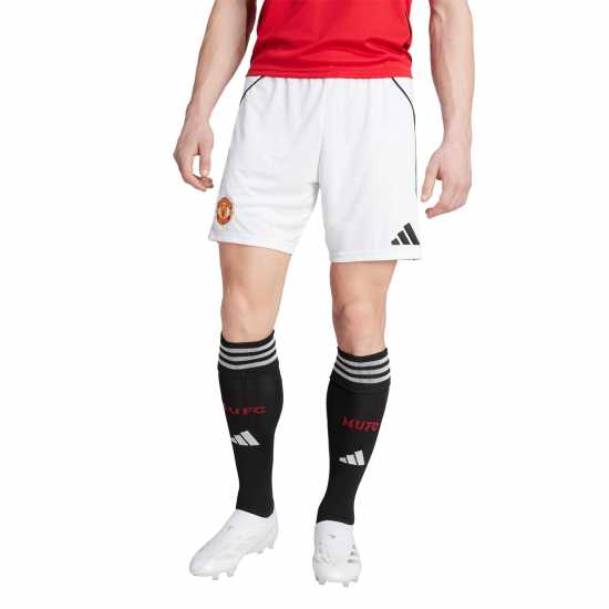 Футболни тренировъчни долнища Adidas Manchester United Home Shorts 2025 2026 Adults Adidas Manchester United Home Shorts 2025 2026 Adults Футболни тренировъчни долнища
