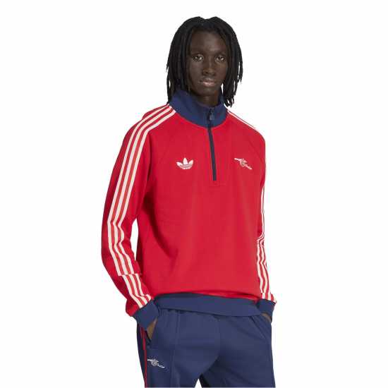 Adidas Пуловер С Цип Mens Arsenal Originals Half Zip Jumper Adidas Пуловер С Цип Mens Arsenal Originals Half Zip Jumper