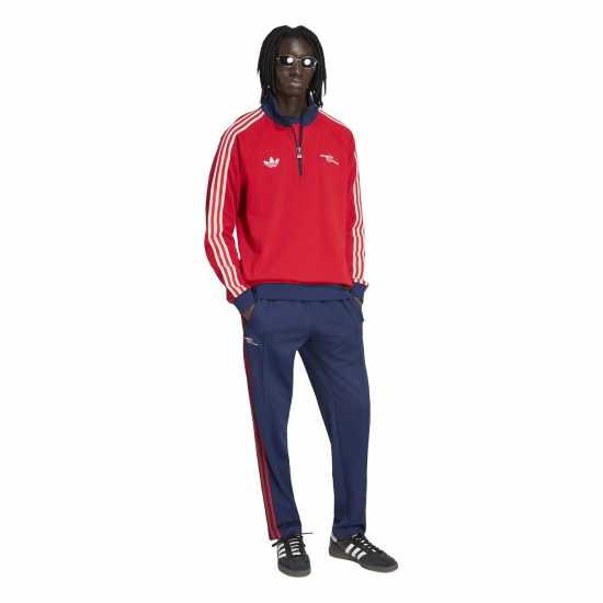 Adidas Пуловер С Цип Mens Arsenal Originals Half Zip Jumper Adidas Пуловер С Цип Mens Arsenal Originals Half Zip Jumper