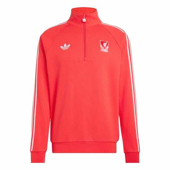 Adidas Пуловер С Цип Mens Liverpool Originals Half Zip Jumper Adidas Пуловер С Цип Mens Liverpool Originals Half Zip Jumper