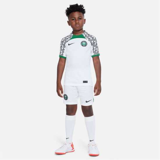 Nike Nigeria Home Match Shorts 2022 Juniors White/Pine Grn Детски къси панталони