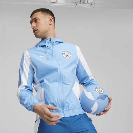 Puma Manchester City Anthem Jacket Adults 2023 2024 Blue/White - Футболни тренировъчни якета