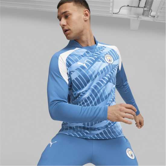 Puma Manchester City Pre Match Sweat T-Shirt 2023 2024 Adults Blue/White Мъжки ризи