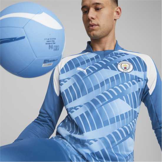 Puma Manchester City Pre Match Sweat T-Shirt 2023 2024 Adults Blue/White Мъжки ризи