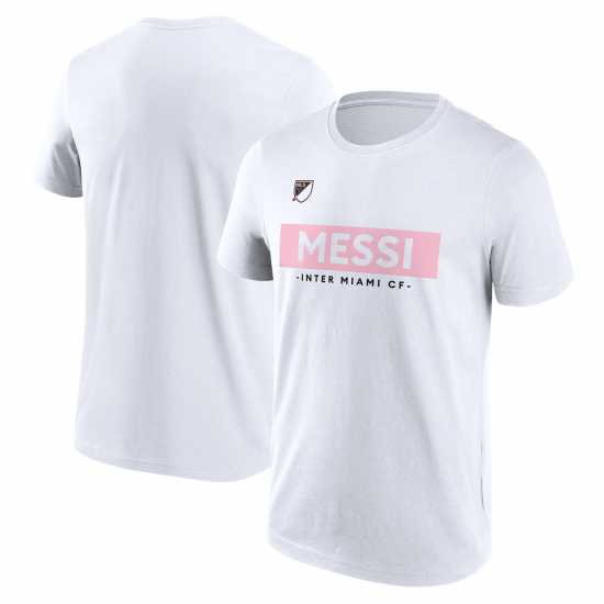 Mls Messi Inter Miami Block T-Shirt Adults Бяло Mls Messi Inter Miami Block T-Shirt Adults Бяло