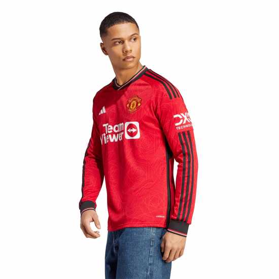 Adidas Домакинска Футболна Фланелка Manchester United Long Sleeve Home Shirt 2023 2024 Adults  Футболна разпродажба