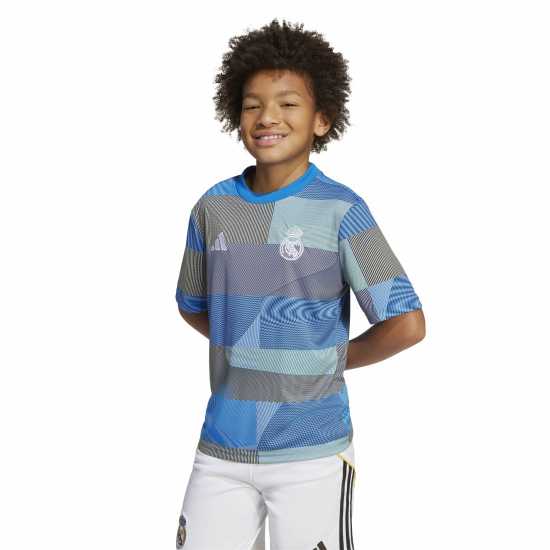 Детски тениски и фланелки Adidas Real Madrid Pre Match Shirt 2025 2026 Juniors Adidas Real Madrid Pre Match Shirt 2025 2026 Juniors Детски тениски и фланелки